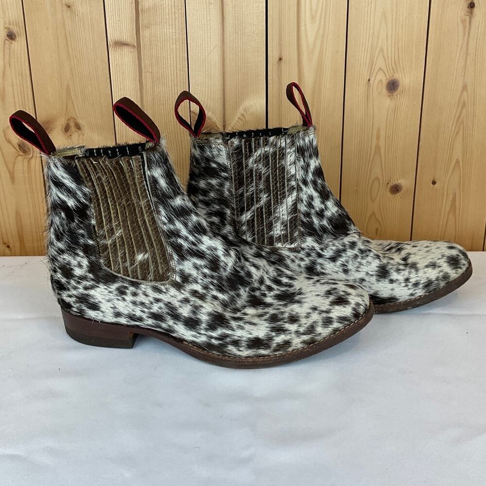 Men's Spotted Haircalf Chelsea Boots - Brown/Black/White - Picture 4 of 7